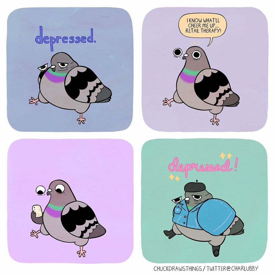 This Artist Creates Comics About Mental Illness Using Pigeons (New Pics)