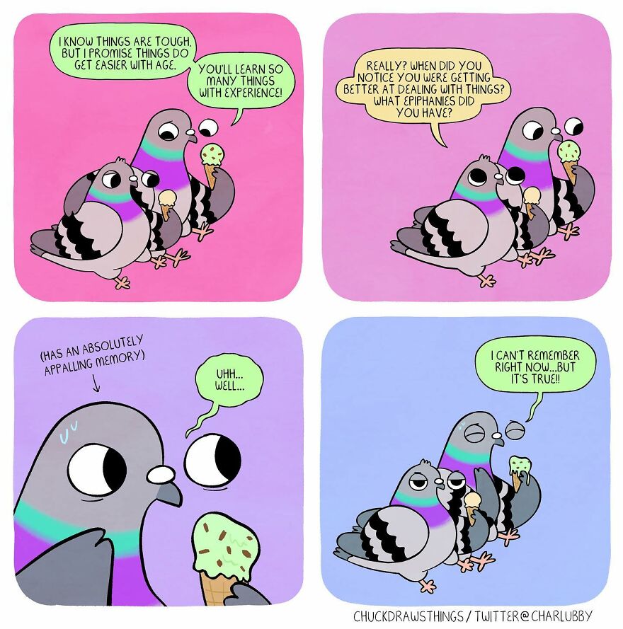 This Artist Creates Comics About Mental Illness Using Pigeons (New Pics)