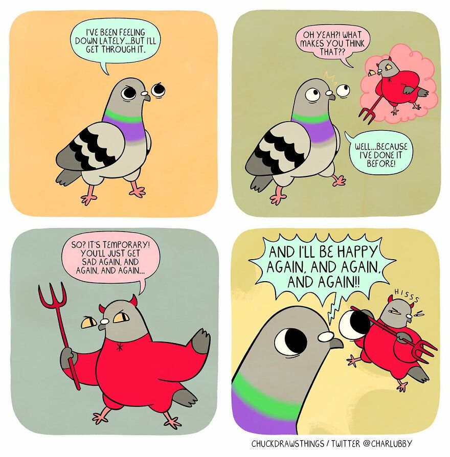 This Artist Creates Comics About Mental Illness Using Pigeons (New Pics)