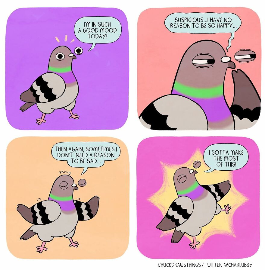This Artist Creates Comics About Mental Illness Using Pigeons (New Pics)
