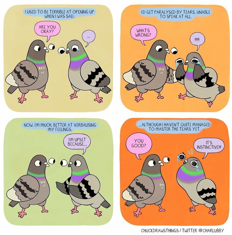 This Artist Creates Comics About Mental Illness Using Pigeons (New Pics)