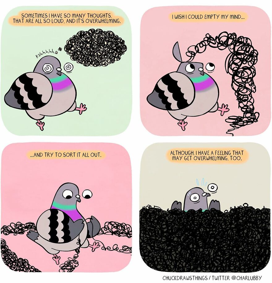 This Artist Creates Comics About Mental Illness Using Pigeons (New Pics)