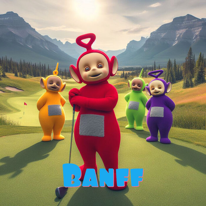 Teletubbies Golfing In Banff
