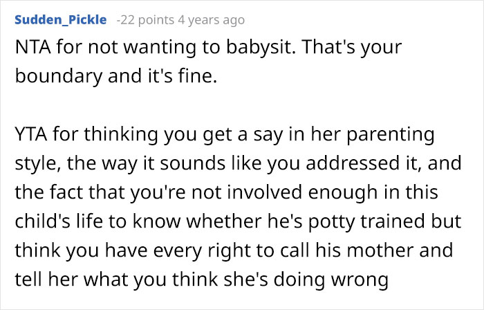 Aunt Refuses To Babysit Her Nephew Until He’s Potty Trained, Gets Accused Of “Parent-Shaming” Aunt Refuses To Babysit Her Nephew Until He’s Potty Trained, Gets Accused Of “Parent-Shaming”