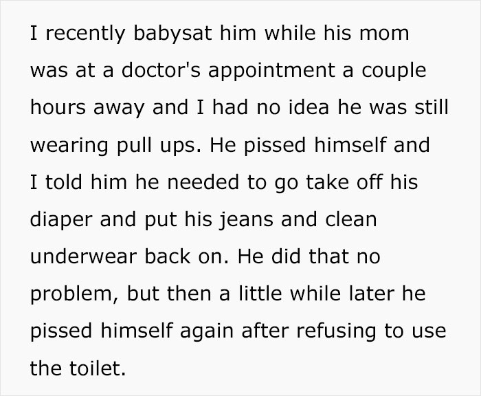 Aunt Refuses To Babysit Her Nephew Until He’s Potty Trained, Gets Accused Of “Parent-Shaming” Aunt Refuses To Babysit Her Nephew Until He’s Potty Trained, Gets Accused Of “Parent-Shaming”