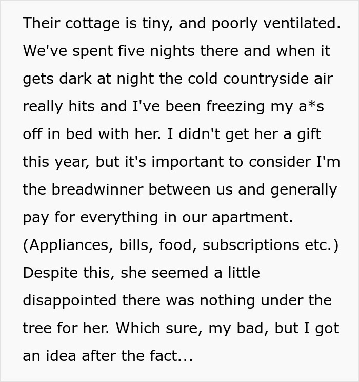 Woman Refuses To Sleep In Same Bed As BF After He Reveals Her Xmas Gift