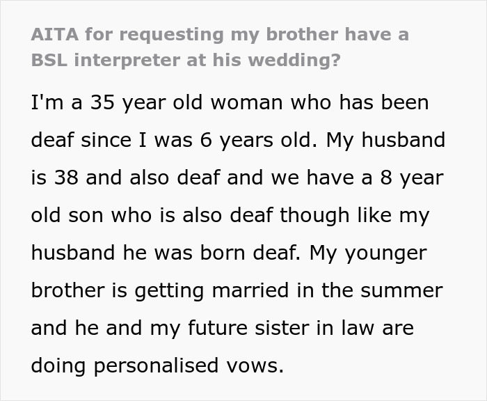 Bride Refuses To Have Sign Language Interpreter At The Altar When Asked By Groom’s Family Bride Refuses To Have Sign Language Interpreter At The Altar When Asked By Groom’s Family