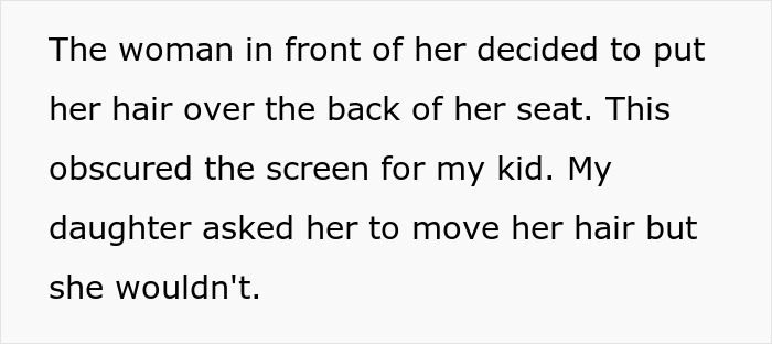 Dad Figures Out How To Make Woman On Plane Uncomfortable After She Refuses To Move Her Hair Away