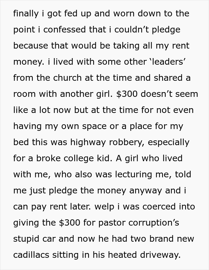 Broke College Student Gets Coerced To Give $300 Towards Pastor's Gift, Makes The Church Regret It
