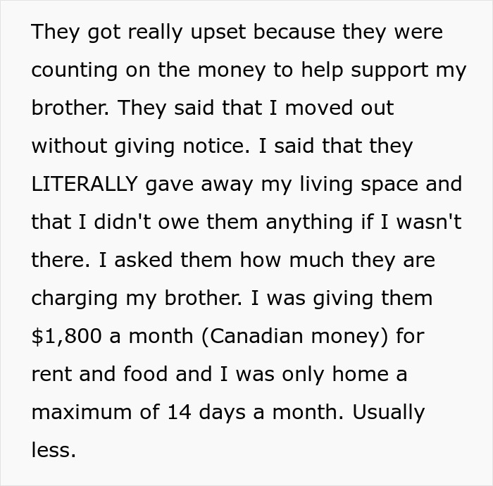 Woman Moves Out Of Parents' Home After They Asked Her To Give Her Space To Brother, They Freak Out Woman Moves Out Of Parents' Home After They Asked Her To Give Her Space To Brother, They Freak Out
