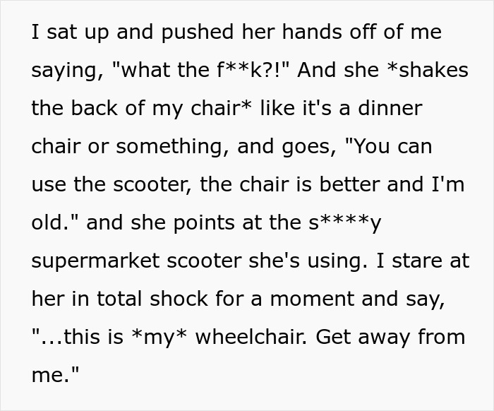 Woman Shakes Person&rsquo;s Wheelchair, Demands They Give It To Her Since She&rsquo;s Older