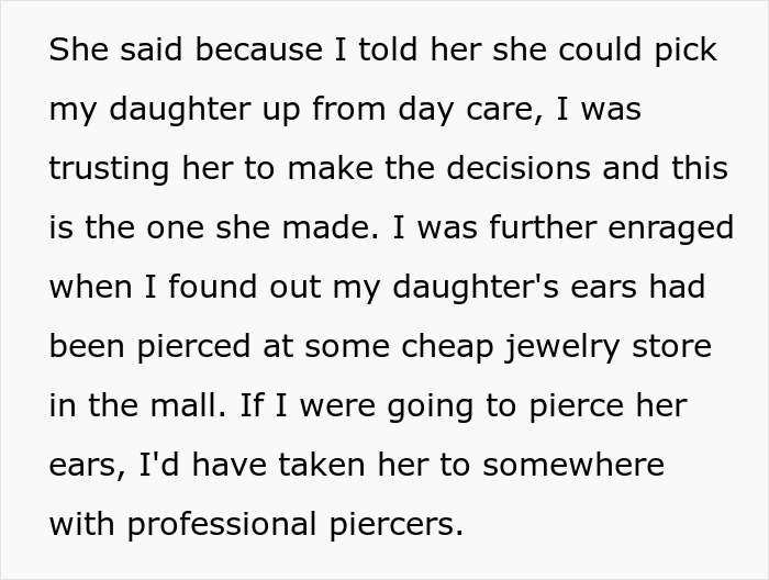 Woman Refuses To Let MIL Babysit Anymore After She Pierced Newborn’s Ears Without Approval Woman Refuses To Let MIL Babysit Anymore After She Pierced Newborn’s Ears Without Approval