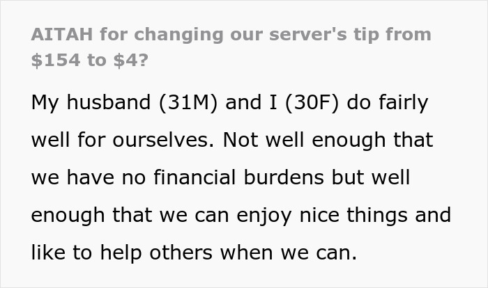 “Am I The Jerk For Changing Our Server’s Tip From $154 To $4?” “Am I The Jerk For Changing Our Server’s Tip From $154 To $4?”