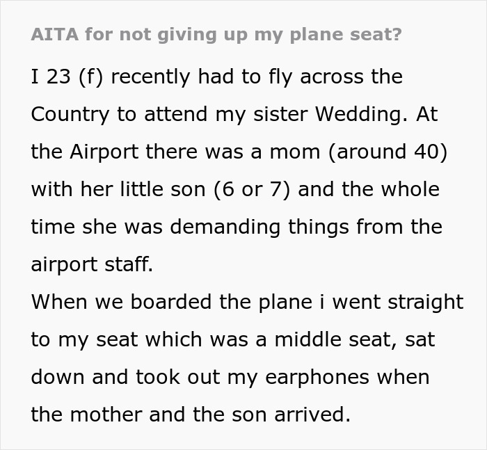Plane Passenger Finds Her Seat Occupied By Mom With A Kid After Coming Back From The Bathroom