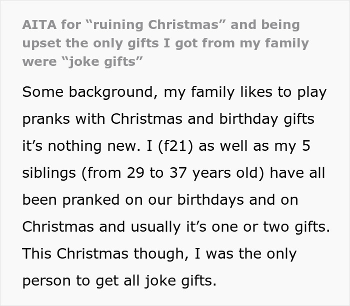 Woman Doesn't Get A Single Real Present From Family, Goes No-Contact, Asks If She Overreacted