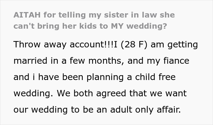Bride Refuses To Make An Exception For SIL&rsquo;s 4 Kids At Her Child-Free Wedding, Drama Ensues