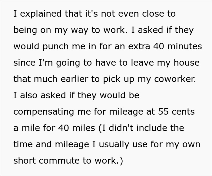 Employee Expected To Give Colleague Regular 40-Mile Rides To Work For Free, Flatly Refuses