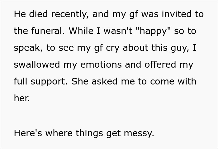 &ldquo;[Am I The Jerk] For Wanting To Break Up With My GF After Her Ex&rsquo;s Funeral&rdquo;
