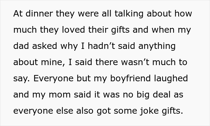 Woman Doesn't Get A Single Real Present From Family, Goes No-Contact, Asks If She Overreacted