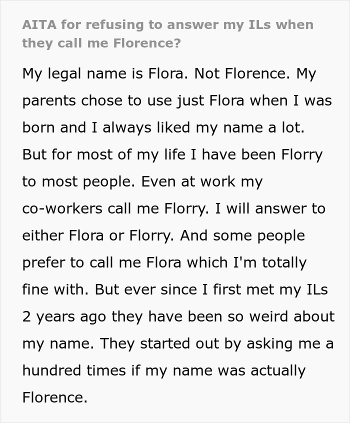 Woman Is Fed Up With Her Husband&rsquo;s Parents Calling Her A Made-Up Name, Starts To Ignore Them