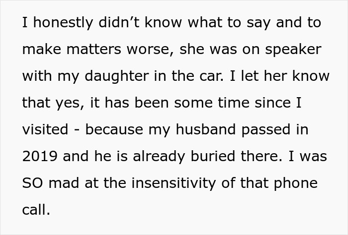 Woman Shares A Mildly Infuriating Story About A Call From Funeral Home Where She Buried Her Husband