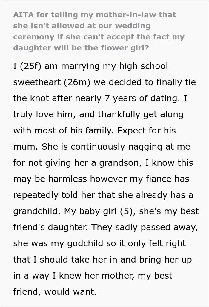 Bride Doesn't Want MIL At Her Wedding For Rejecting Her Adopted Daughter As Family Bride Doesn't Want MIL At Her Wedding For Rejecting Her Adopted Daughter As Family