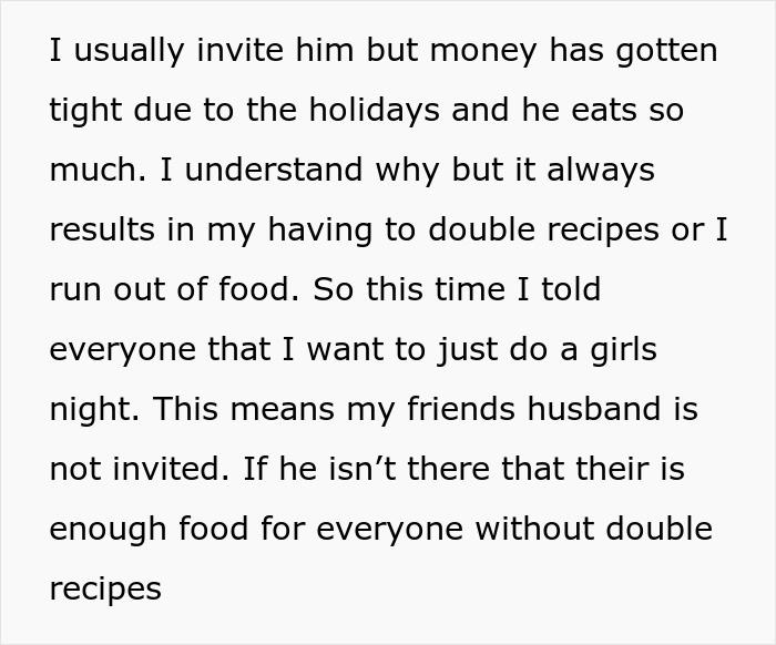 &ldquo;Am I The [Jerk] For Not Inviting My Friend&rsquo;s Husband To Dinner Because He Eats Too Much&rdquo;