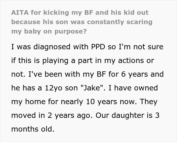 Man Refuses To Stop 12 Y.O. From Scaring Their New Baby, Mom Serves Them An Eviction Notice Man Refuses To Stop 12 Y.O. From Scaring Their New Baby, Mom Serves Them An Eviction Notice