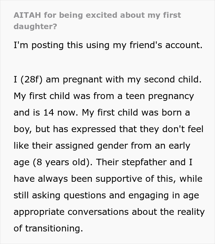 Mom Is Overjoyed To Be Pregnant With A Girl, Her Trans Daughter Feels It&rsquo;s Insensitive To Her