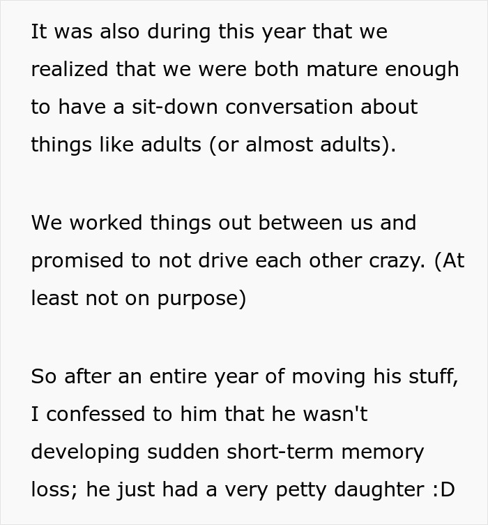 Teen Gets Petty Revenge On Dad By Constantly Moving Things A Meter Away From Where He Put Them