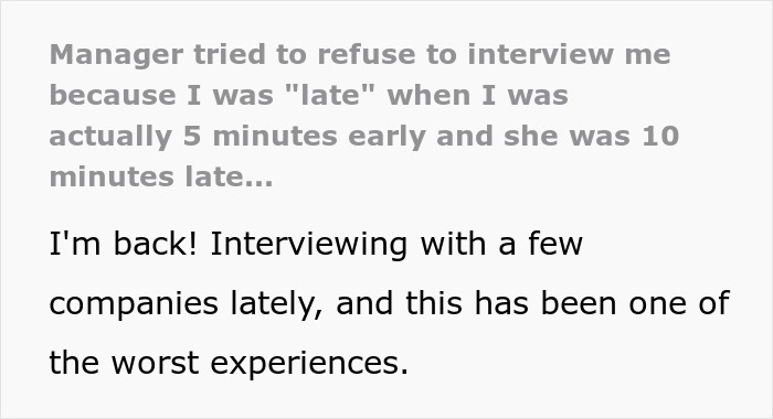 Interviewer Gets In Trouble With Corporate After Trying To Blame Her Lateness On Job Interviewee