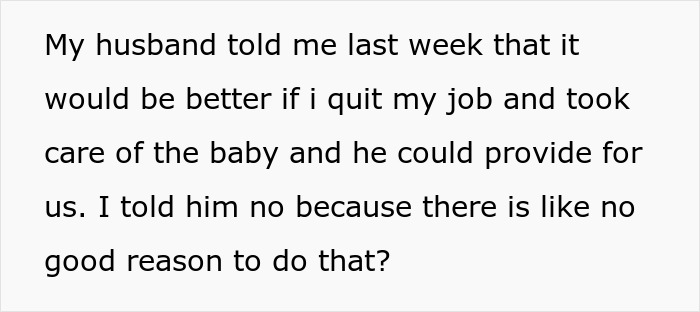 Woman Won't Quit Her Job After Husband Promised To Be A Stay-At Home Dad, Gets Called A Bad Mom Woman Won't Quit Her Job After Husband Promised To Be A Stay-At Home Dad, Gets Called A Bad Mom