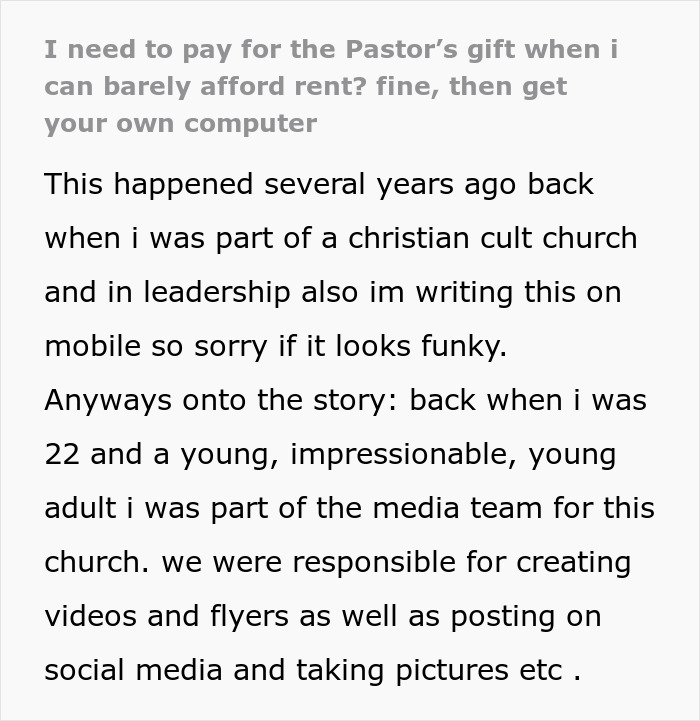 Broke College Student Gets Coerced To Give $300 Towards Pastor's Gift, Makes The Church Regret It