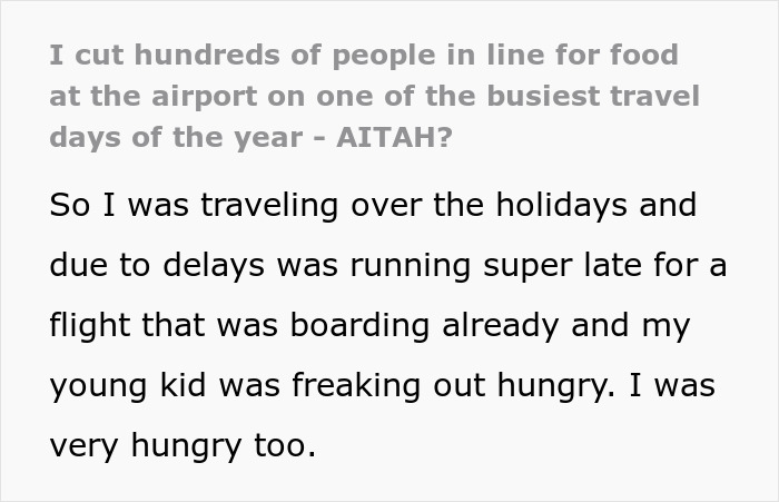 “I Cut Hundreds Of People In Line For Food At The Airport - AITA?” “I Cut Hundreds Of People In Line For Food At The Airport - AITA?”