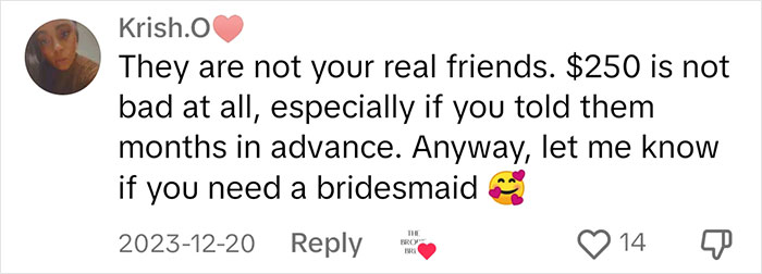 Bride Wants Her Bridesmaids To Pay $250 For Their Dresses But They Refuse, Drama Ensues Bride Wants Her Bridesmaids To Pay $250 For Their Dresses But They Refuse, Drama Ensues