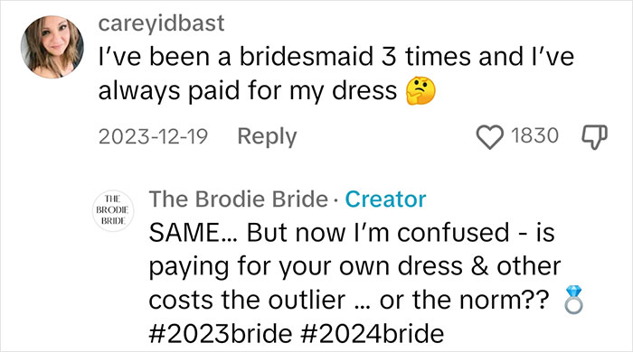 Bride Wants Her Bridesmaids To Pay $250 For Their Dresses But They Refuse, Drama Ensues Bride Wants Her Bridesmaids To Pay $250 For Their Dresses But They Refuse, Drama Ensues
