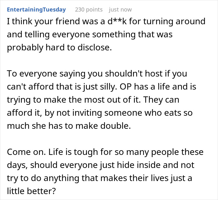 &ldquo;Am I The [Jerk] For Not Inviting My Friend&rsquo;s Husband To Dinner Because He Eats Too Much&rdquo;