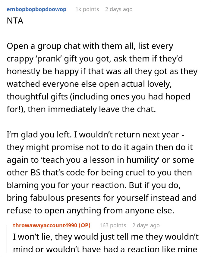 Woman Doesn't Get A Single Real Present From Family, Goes No-Contact, Asks If She Overreacted