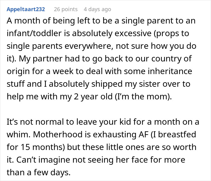 Husband Is Thinking Of Ending His Marriage After His Wife Asks For A Month Off From Being A Mom