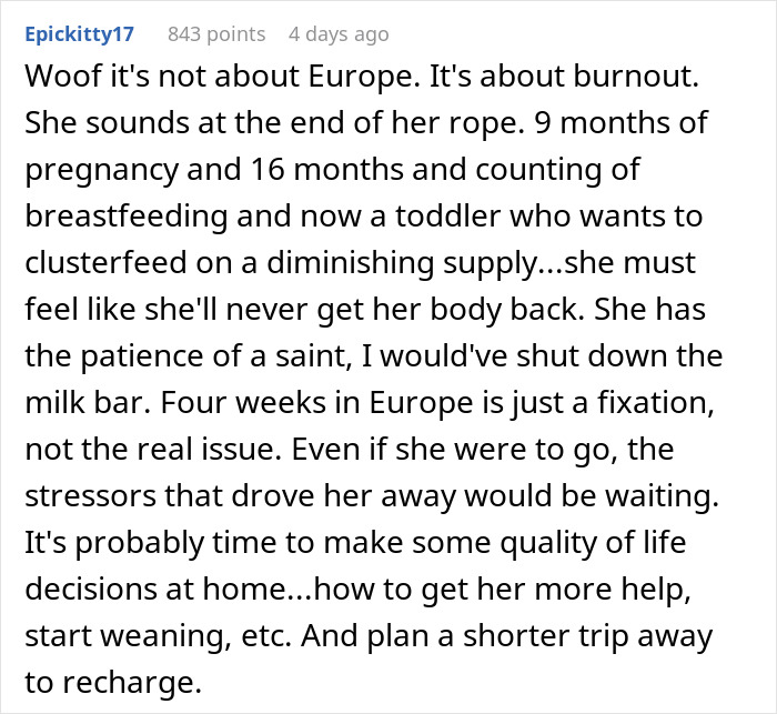 Husband Is Thinking Of Ending His Marriage After His Wife Asks For A Month Off From Being A Mom