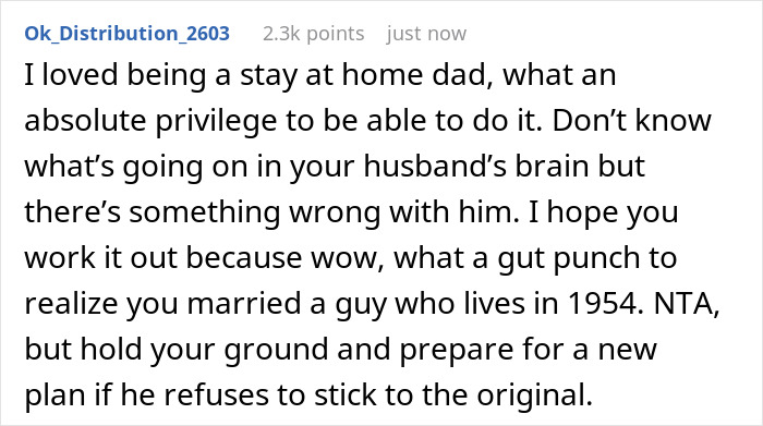 Woman Won't Quit Her Job After Husband Promised To Be A Stay-At Home Dad, Gets Called A Bad Mom Woman Won't Quit Her Job After Husband Promised To Be A Stay-At Home Dad, Gets Called A Bad Mom