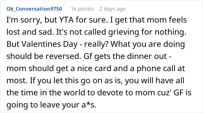 Guy Asks If He&rsquo;d Be A Jerk To Spend Valentine&rsquo;s With Mom Instead Of GF, Gets A Reality Check