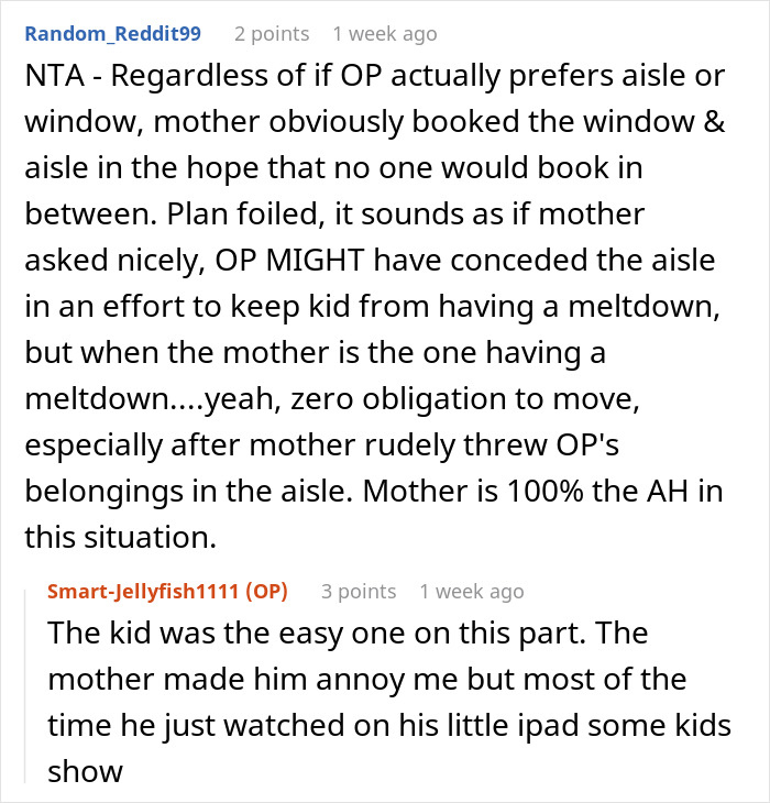 Plane Passenger Finds Her Seat Occupied By Mom With A Kid After Coming Back From The Bathroom
