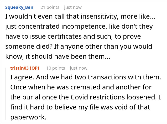 Woman Shares A Mildly Infuriating Story About A Call From Funeral Home Where She Buried Her Husband