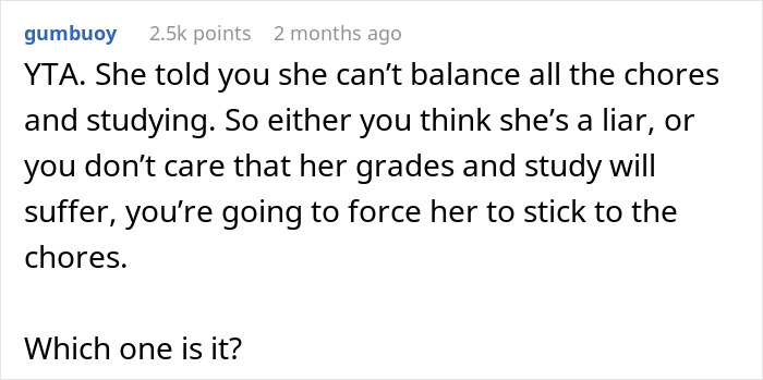 "Am I The Jerk For Expecting My Daughter To Stick To Our Chores-For-Rent Deal?"