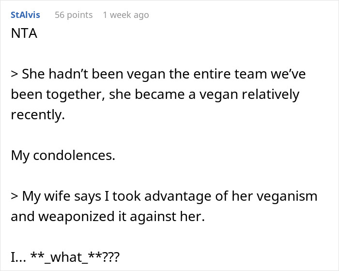 Vegan Woman Pushes Her Husband Out Of The Family Fridge, Is Enraged When He Gets His Own