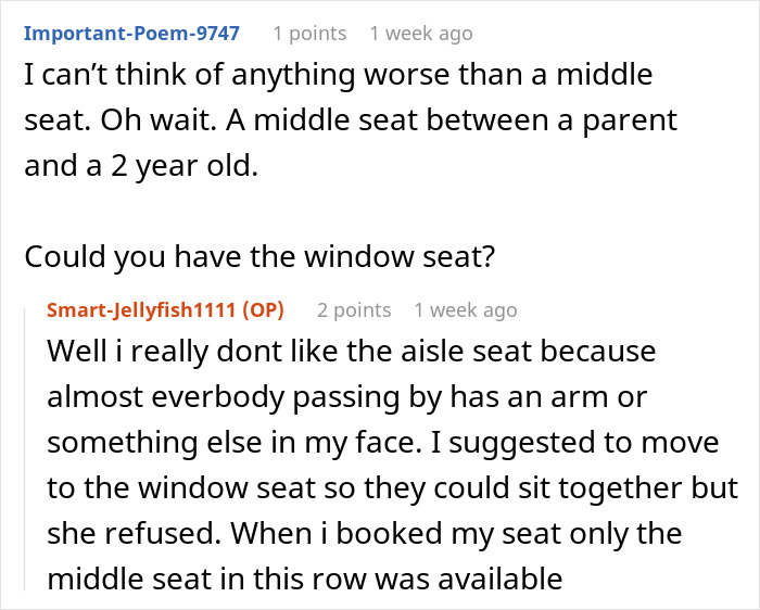 Plane Passenger Finds Her Seat Occupied By Mom With A Kid After Coming Back From The Bathroom