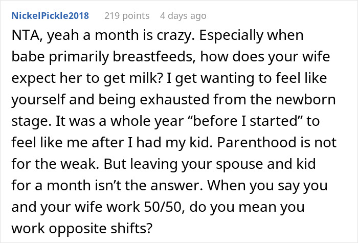 Husband Is Thinking Of Ending His Marriage After His Wife Asks For A Month Off From Being A Mom