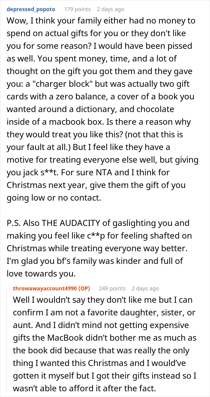 Woman Doesn't Get A Single Real Present From Family, Goes No-Contact, Asks If She Overreacted
