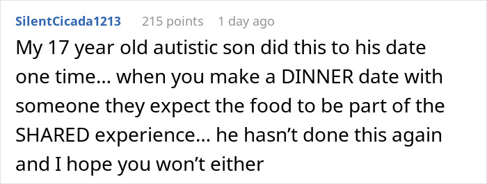 Guy Doesn't Understand Why Date Got Upset He Ate Without Her, The Internet Doesn&rsquo;t Hold Back